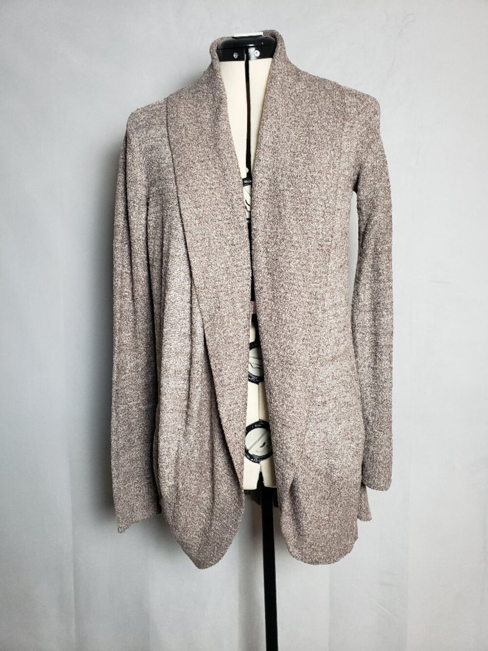 Barefoot Dreams CozyChic Lite Circle Cardi Open Front Shawl Collar Sable Medium